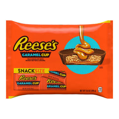 REESE'S Milk Chocolate Caramel Peanut Butter Snack Size Cups, Candy Bag, 9.9 oz