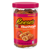 REESE'S PB&J Peanut Butter & Strawberry Filled Pretzels Jar, 18 oz