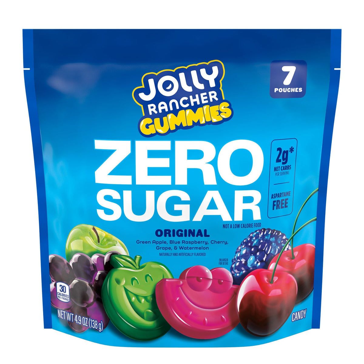 JOLLY RANCHER Gummies Zero Sugar Assorted Fruit Flavored Candy Bag, 4.9 oz