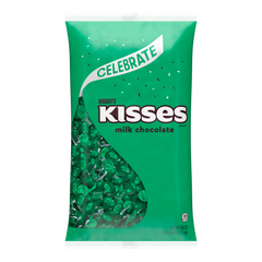 HERSHEY'S KISSES Dark Green Foils Milk Chocolate Candy Bulk Bag, 60 oz