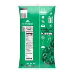 HERSHEY'S KISSES Dark Green Foils Milk Chocolate Candy Bulk Bag, 60 oz