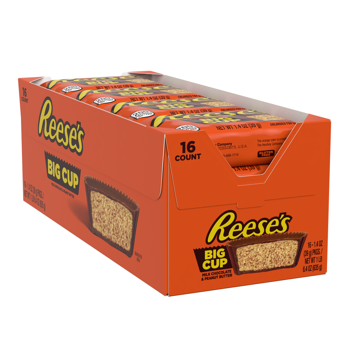 REESE'S BIG CUP Milk Chocolate Peanut Butter Cups, 1.4 oz (16 Count)