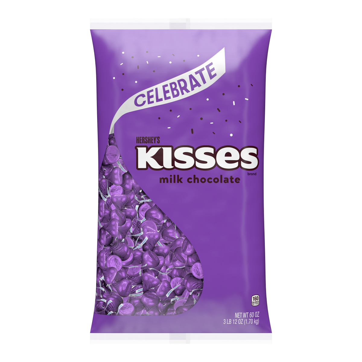 HERSHEY'S KISSES Purple Foils Milk Chocolate Candy Bulk Bag, 60 oz