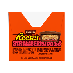 REESE'S Big Cup PB&J Strawberry Milk Chocolate Peanut Butter Cups Candy Packs, 1.4 oz (16 Count)