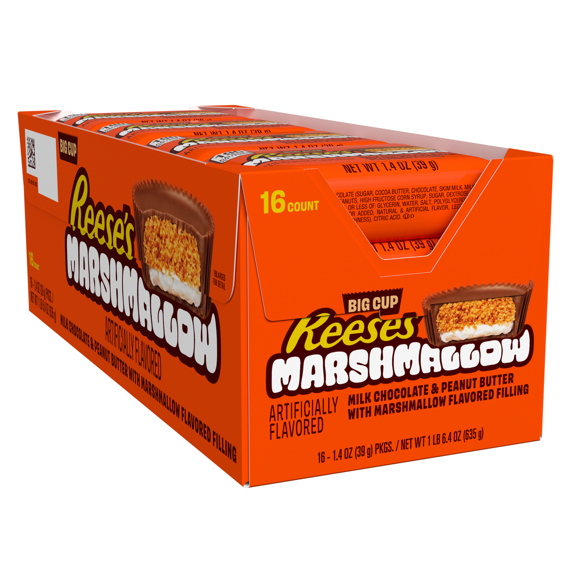 REESE'S Big Cup Marshmallow Milk Chocolate Peanut Butter Cups, 1.4 oz (16 Count)