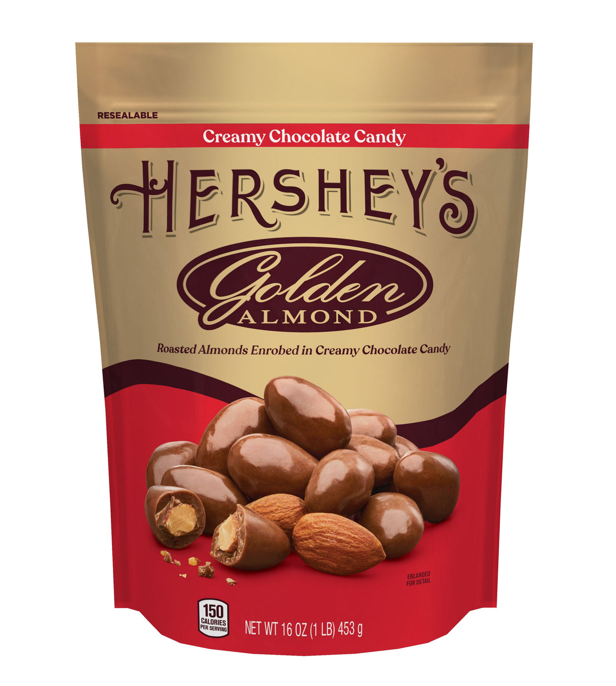 GOLDEN ALMOND Milk Chocolate Covered Almonds 16oz Pouch