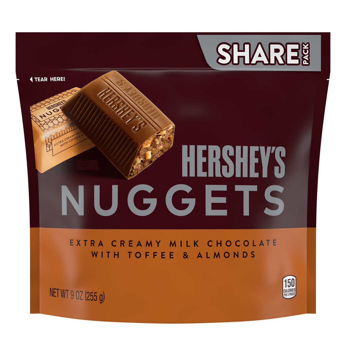 HERSHEY'S NUGGETS Milk Chocolate, Toffee and Almonds Candy Share Pack, 9 oz