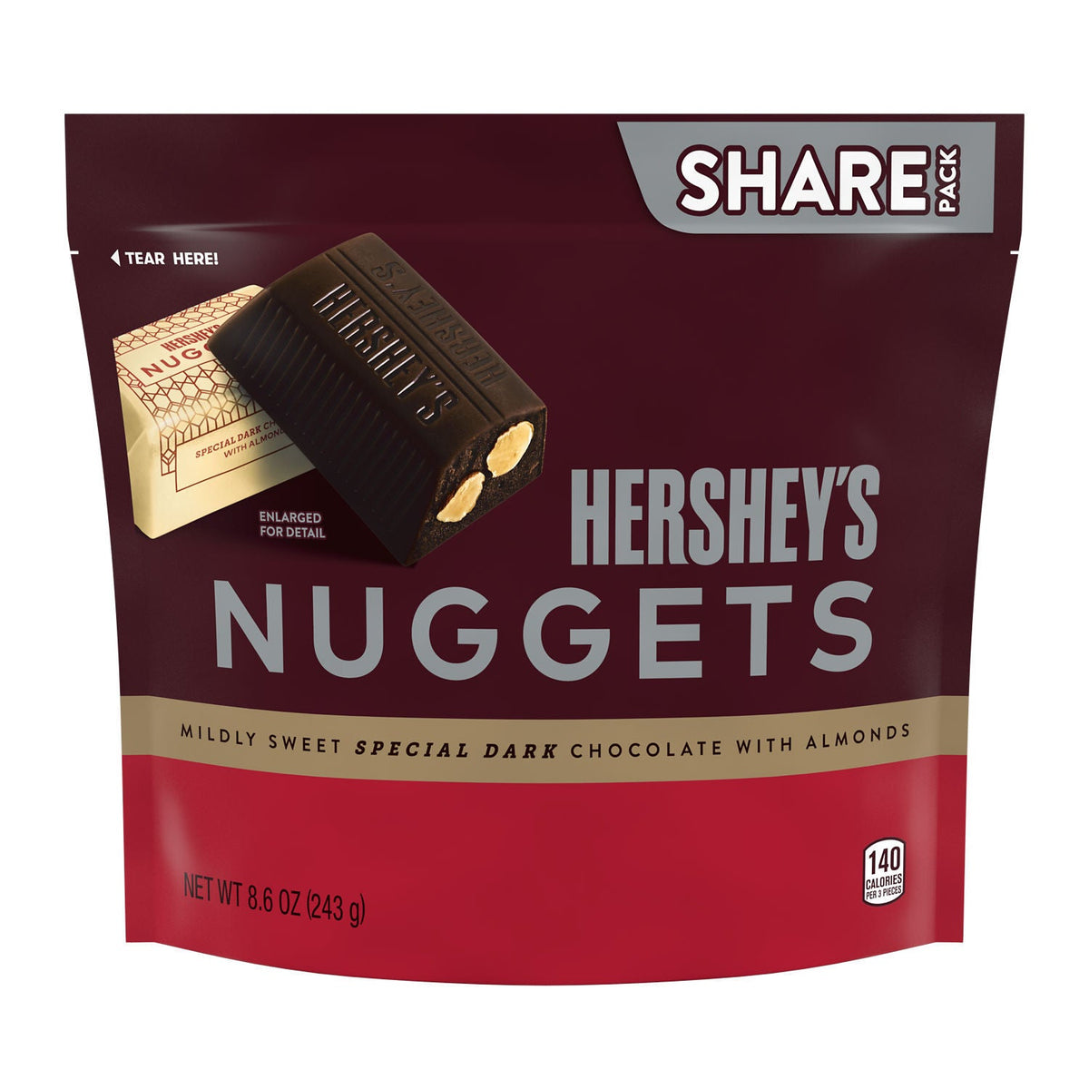 HERSHEY'S NUGGETS SPECIAL DARK Chocolate with Almonds Candy Share Pack, 8.6 oz