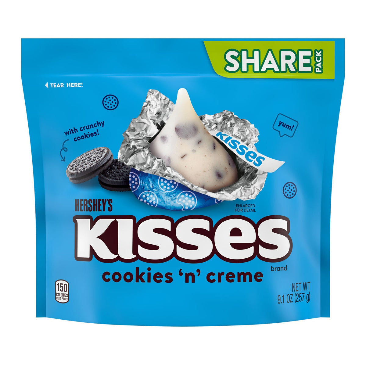 HERSHEY'S KISSES Cookies 'n' Creme Candy Share Pack, 9.1 oz