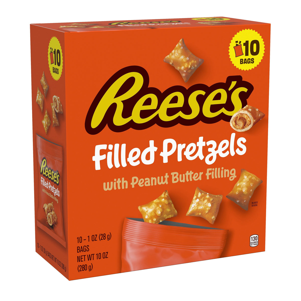 REESE’S Peanut Butter Filled Pretzels Bags, 1 oz. (10 Pack)