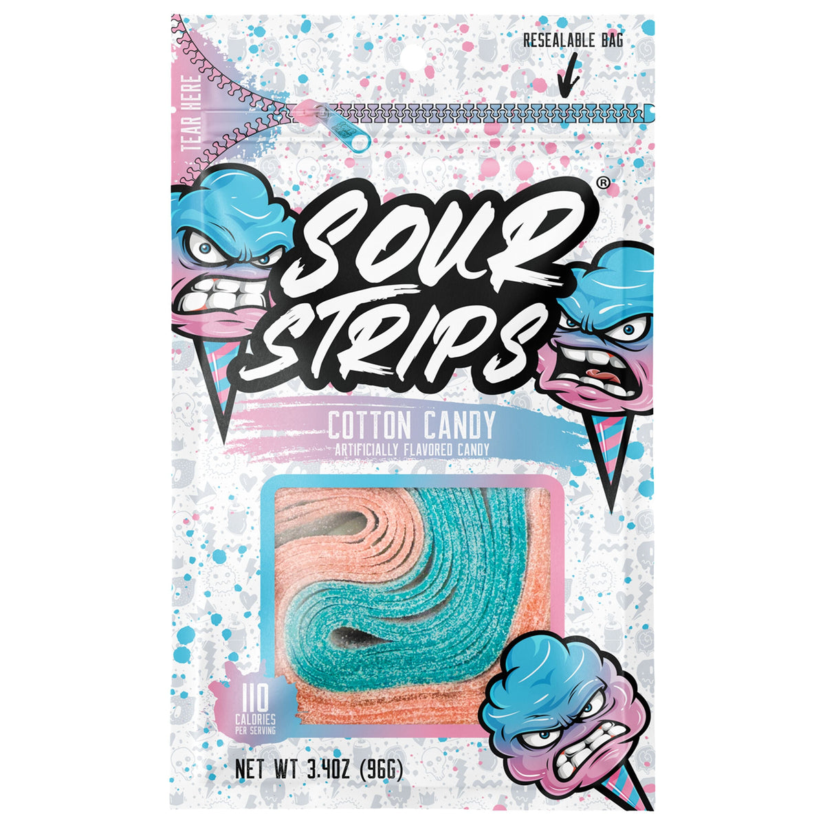 Sour Strips Cotton Candy Peg Bag, 3.4oz